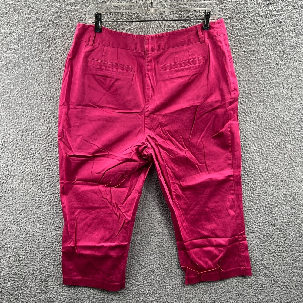 Women Capris Pants 16 Pink Stretch Clean Minimalist Contemporary Casual Everyday - Picture 2 of 12